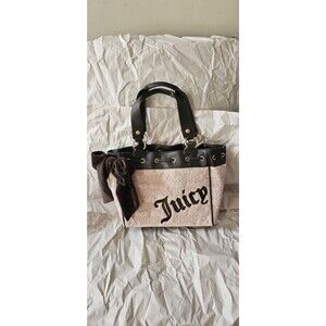 Juicy Couture Large Daydreamer Tote Bag Heart Charm Bow Logo Gold Hardware